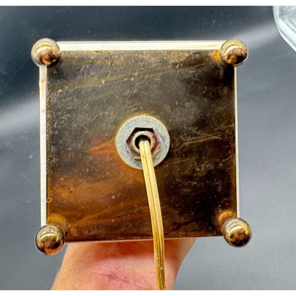 Vintage MCM Green & Cream Marble Base Table Lamp Working 11"H x 3.5"W - Picture 5 of 6